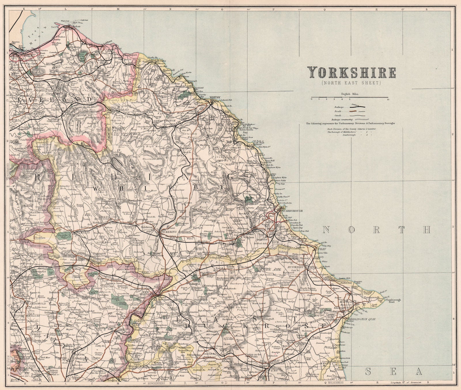 NORTH YORKSHIRE MOORS. North East.Whitby Buckrose constituencies.PHILIP 1902 map